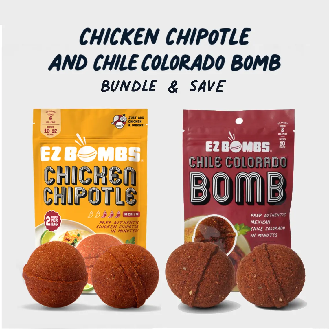 Chicken Chipotle and Chile Colorado Bombs Bundle by EZ Bombs - Seasoning Bombs for Authentic Mexican Dishes