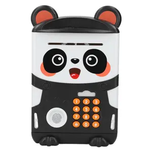 Panda Money Bank, Cute Piggy Bank for Kids with Long Life Plastic Design and Fingerprint Recognition Automatic Rolling Function for Children's Savings Education and Gift