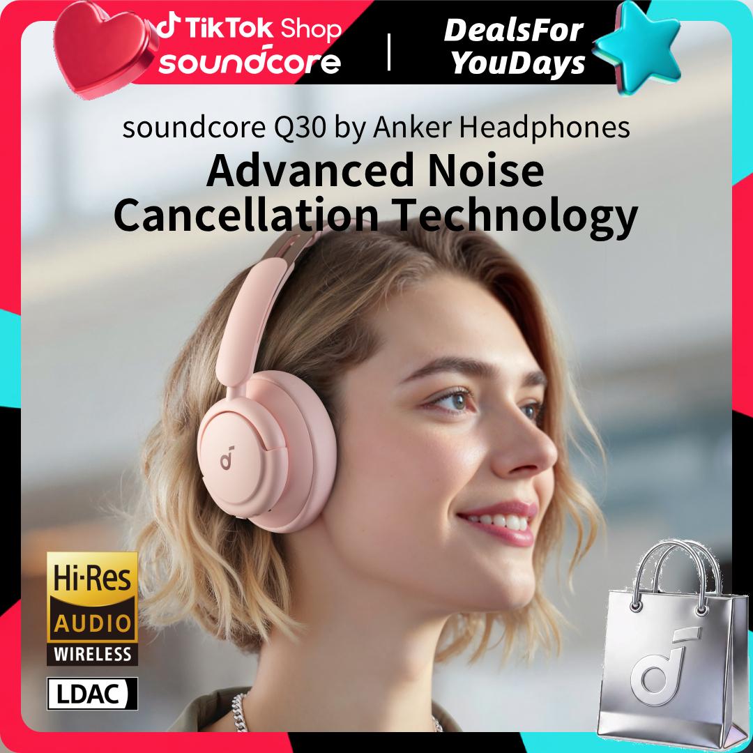 soundcore Q30 by Anker, Hybrid Active Noise Cancelling Headphones with Multiple Modes, Hi-Res Sound, Custom EQ via App, 50H Playtime, Comfortable Fit, Bluetooth, Multipoint Connection #DealsForYouDays, #SummerWins
