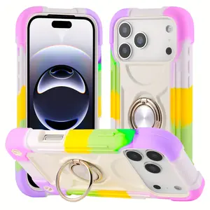 Compatible with iPhone 17 Paomax Case, 3pcs Set [1 Phone Case And 2 Tempered Glass Screen Protectors]. 360° Dual-layer Adjustable Rotating Ring Stand Phone Case, Drop-proof, Impact-resistant, Scratch-resistant, And Durable Protective Case. Perfect