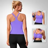 ATTRACO Ribflex Women's Workout Tank Top Built in Bra Ribbed Athletic Tank Spagthetti Strap Y Back Workout Top Scoop Neck Workout Clothing Sleeveless Workout