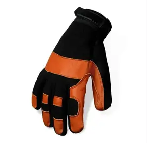 Leather Palm Work Gloves – Cow Grain Leather Safety Gloves, Breathable Stretch Fit, Durable Industrial Work Gloves