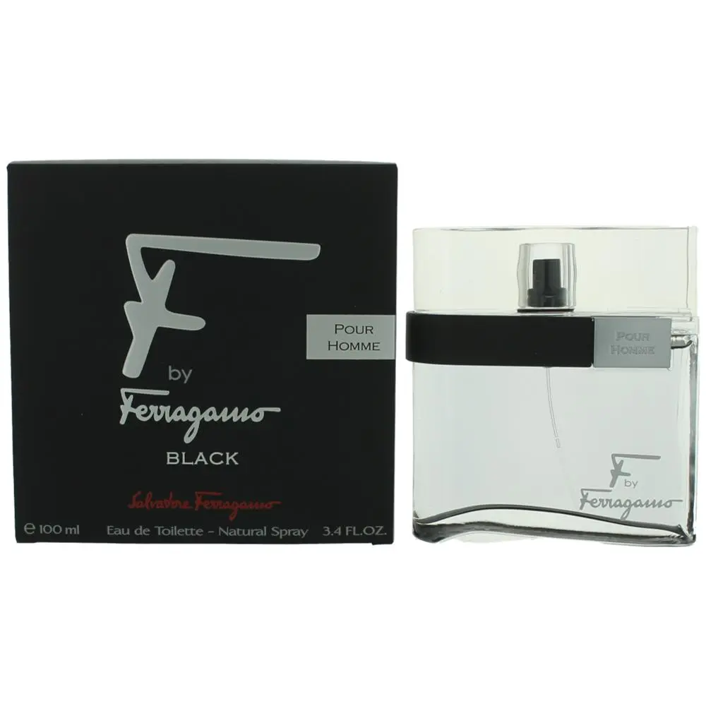 SALVATORE FERRAGAMO F Black Eau de Toilette Spray for Men, 3.4 fl oz Daily Wear Fragrance, Authentic Guarantee