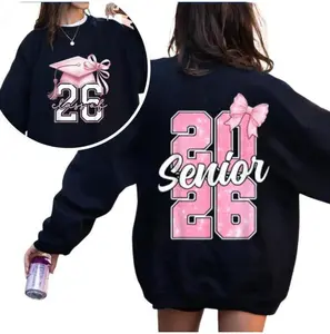 Senior 2026 Pink Bow Hoodie - Sweatshirt - Shirt, Coquette 2026 Senior Girls Sweatshirt Cotton Fabric, Senior 2026 Merch, Full Colors, Full Sizes