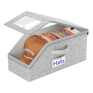 hat Organizer Baseball Cap Storage Box Holds Up to 24 Caps Durable Cardboard Stackable Hat Organizer for Wardrobe Easy Carry