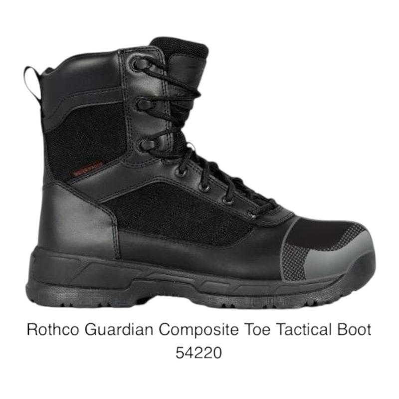 Rothco Guardian Composite Toe 8 Inch Tactical Boot Black - H20 Lock Waterproof, Molded EVA Footbed And EVA Midsole, Ground Lock Terrain Endurance System, Workwear Footwear,  Walking Shoes Closed Leather