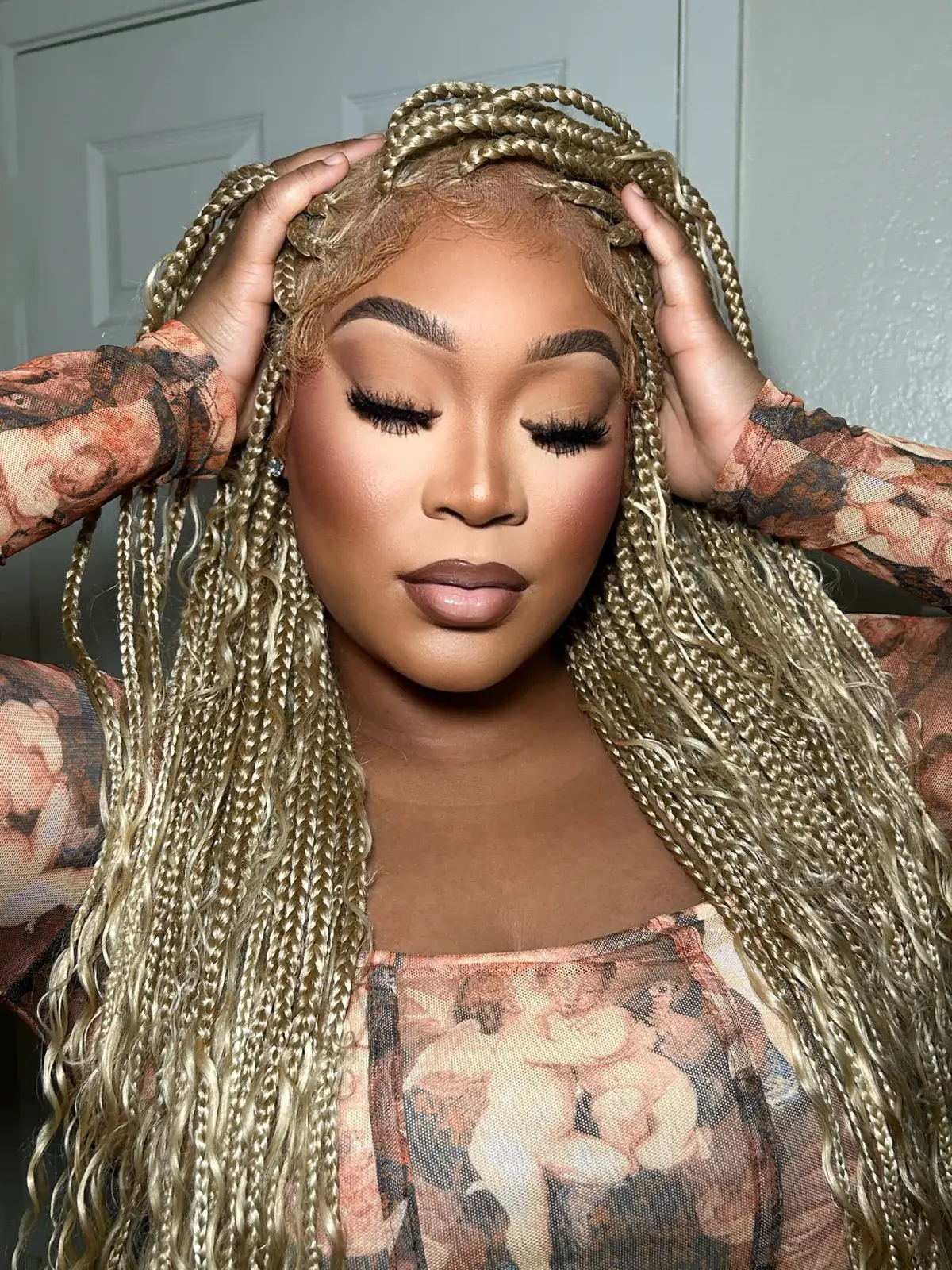 JALIZA  Human hair boho curls & Lace Base Pre Bleached Full lace Knotless Boho Box Braided Wig Full Lace 36 inches 613 blonde full transparent lace wear and go wig 100 Strands with Drawstring