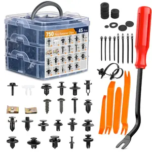 GOOACC 795Pcs Car Push Retainer Clips & Auto Fasteners Assortment 23 Most Popular Sizes Nylon Bumper Fender Rivets Metal Screw  Pin Kit with 10 Cable Ties Remover for Toyota GM Ford Honda Chevy