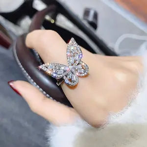 Sparkling Butterfly Ring - Golden Plated with Full-Paved Shining Zirconia | Fashion & Beauty Symbol for Daily & Party Wear