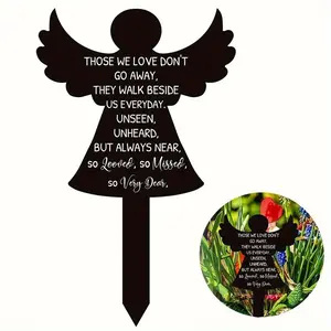 Acrylic Angel Shape Memorial Plaque, 1 Count Waterproof Durable Grave Marker, Garden Marker, Outdoor Grave Memorial Stake, Home Decor, Garden Decor