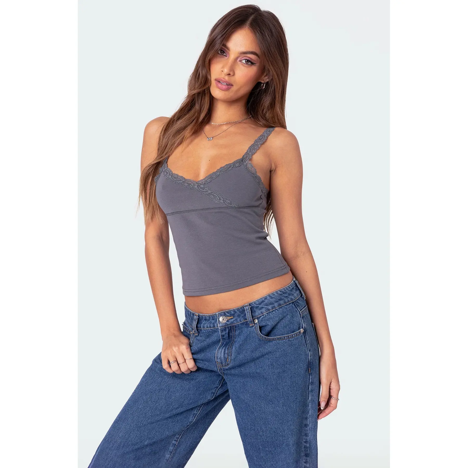 Amilia Lace Trim Tank Top