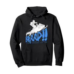 Men's Hoodies  Casual Cotton Blend Hoodie with Braap Snowmobile Graphic, Long Sleeve, Regular Fit, Knit Fabric, Polyester Lined Pullover Hooded Sweatshirt, Sweater Hoodie