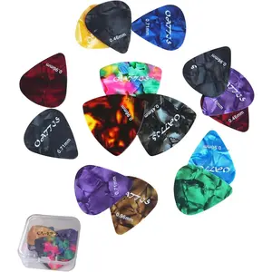 15 count Guitar Picks Set OA-PK15-001 - Large Triangle & Standard Picks Combo - 3 Thicknesses Thin Medium Heavy - For Guitar Bass Acoustic Electric Players -
