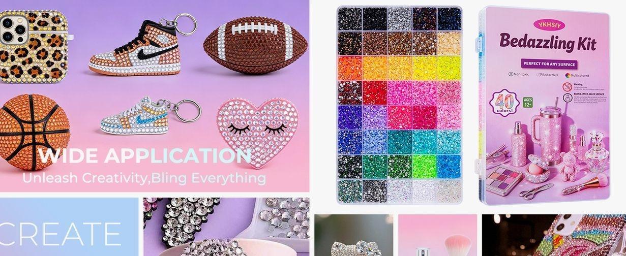 Bedazzling Kit 40000Pcs 40 Colors Resin Jelly Rhinestones, Multicolor 3mm Flatback Gems for Diamond Art, Bedazzler Kit with 4Pcs 10ml B7000 Jewelry Glue & Tools for DIY Nail Art Crafting Makeup Adults
