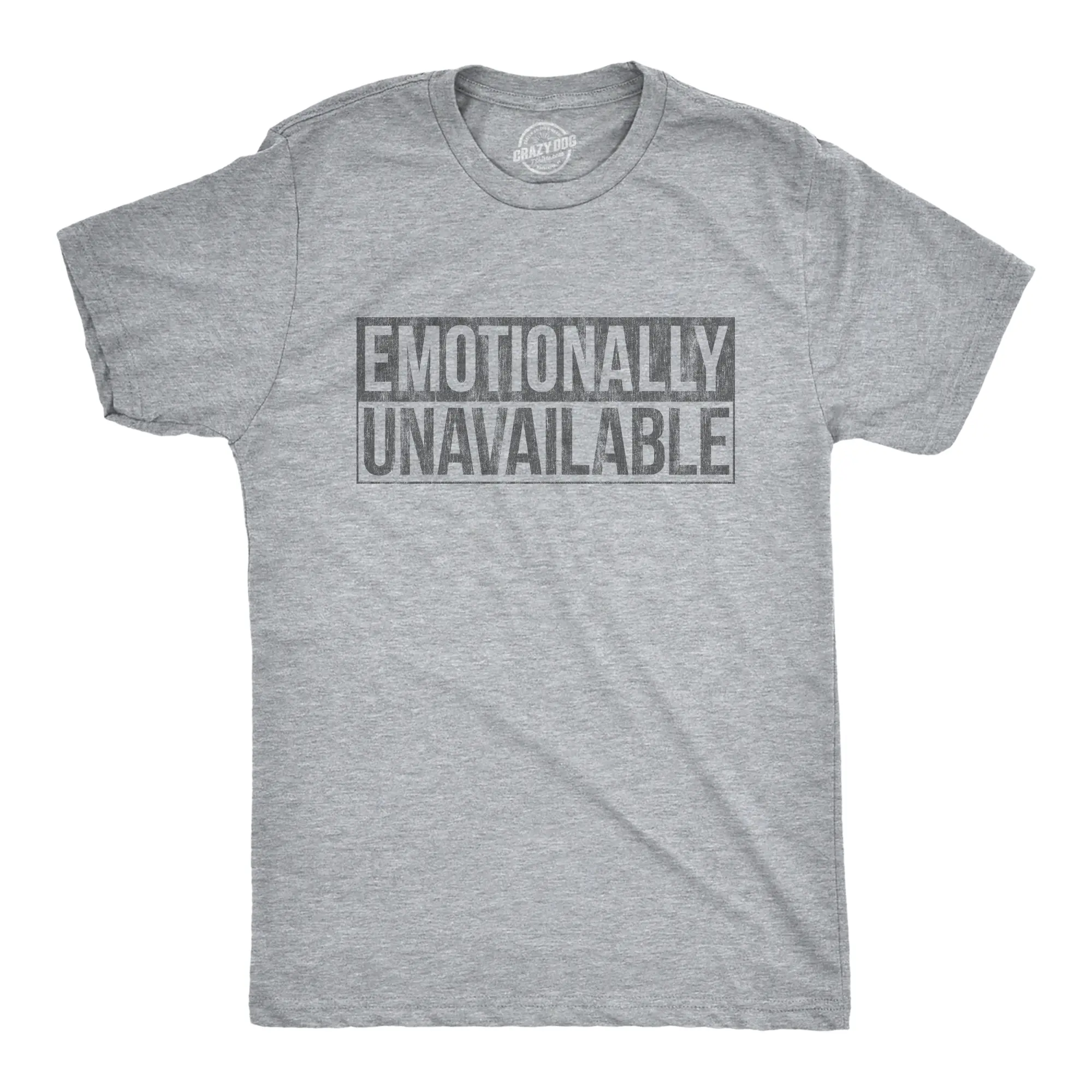 Mens Emotionally Unavailable T Shirt Funny Saying Hilarious Quote Graphic Novelty Tee Mens Funny T Shirts Cool Vintage Fashion T-Shirt Gift Classic Menswear Nerd Apparel for Men Funny Introvert Short Sleeve Light Grey