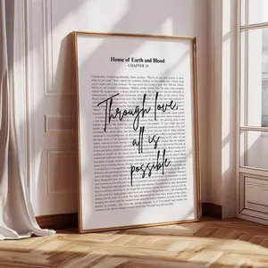 [Sale Off To 40%] [UNFRAMED] Through Love All Is Possible Crescent City Poster, Sarah J Maas Inspirational Bookish Wall Art