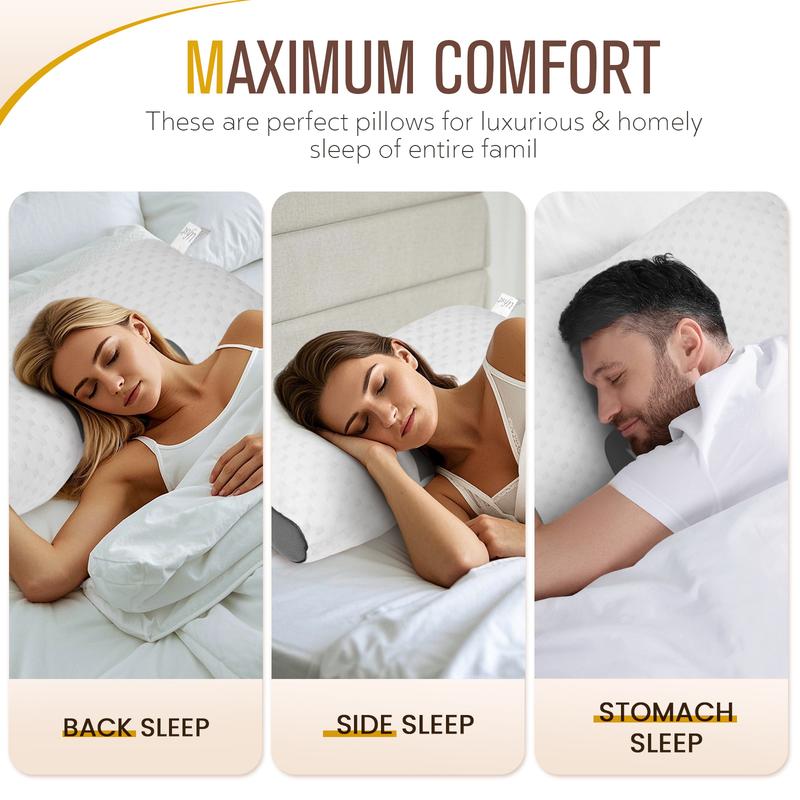 UFIST Neck Massage Couple Pillows - Adjustable ergonomic orthotic support, high-quality soft pillow core, detachable knitted pillowcase, relieves neck pain , aids sleep.Ergonomic Height for Optimal Cervical Support