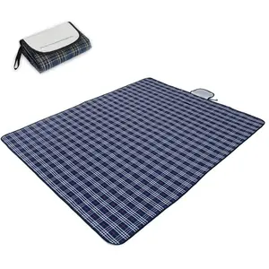 Family Outdoor Waterproof Durable Picnic Blankets with Carry Strap,Foldable 59*70.9 inch Sandproof Beach Mat for Kids Playground Camping Park Hiking Grass Travelling (1, Navy Blue)