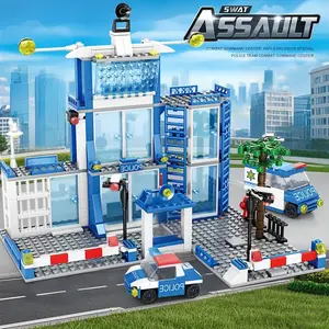 560pcs City Police Station Building Blocks Toy Set, Includes 2 Police Cars, Classic Design, Ideal Gift for Boys, Halloween & Christmas