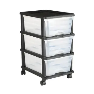 3‑Drawer Plastic Storage Cart – Rolling Organizer with Clear Bins &amp; Wheels for Home, Office &amp; Craft Rooms