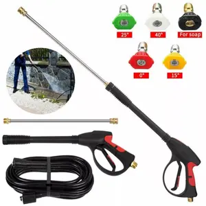 Long Sprayer Pressure Power Car Auto Washer Sprayer Hose Tool with 5 Nozzles Kit M22 14mm, 1/4" Snow Foam Bottle Washer Car Wash Lance Cannon Sprayer