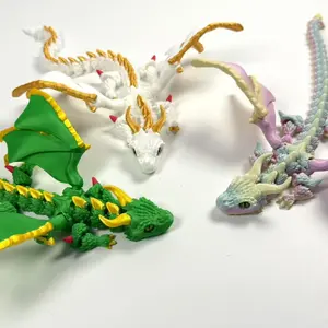 3D Printed Multi-color Toy Best-selling Large-horned Flying Dragon, Articulated Movable 3D Animal Model, Decorative Ornament Gift, Desktop Decoration Figures