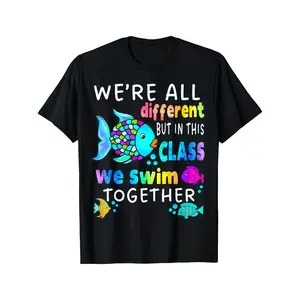 Inclusive Men's Swimming TShirt We Are All Different but We Swim Together Soft Breathable Crew Neck Teacher Apparel