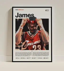 LeBron James Poster, NBA Basketball Print, Sports Artwork, James Lakers NBA -Unframe