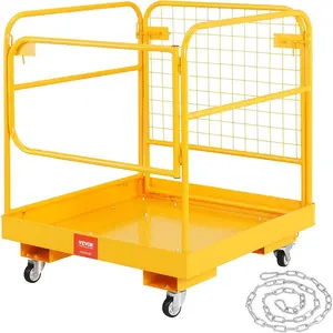 VEVOR Forklift Safety Cage, Forklift Man Basket 1400lbs Capacity, 43x45 Work Platform with Safety Harness Lock, Drain Hole Wheels Tool Basket, Perfect for Aerial Work