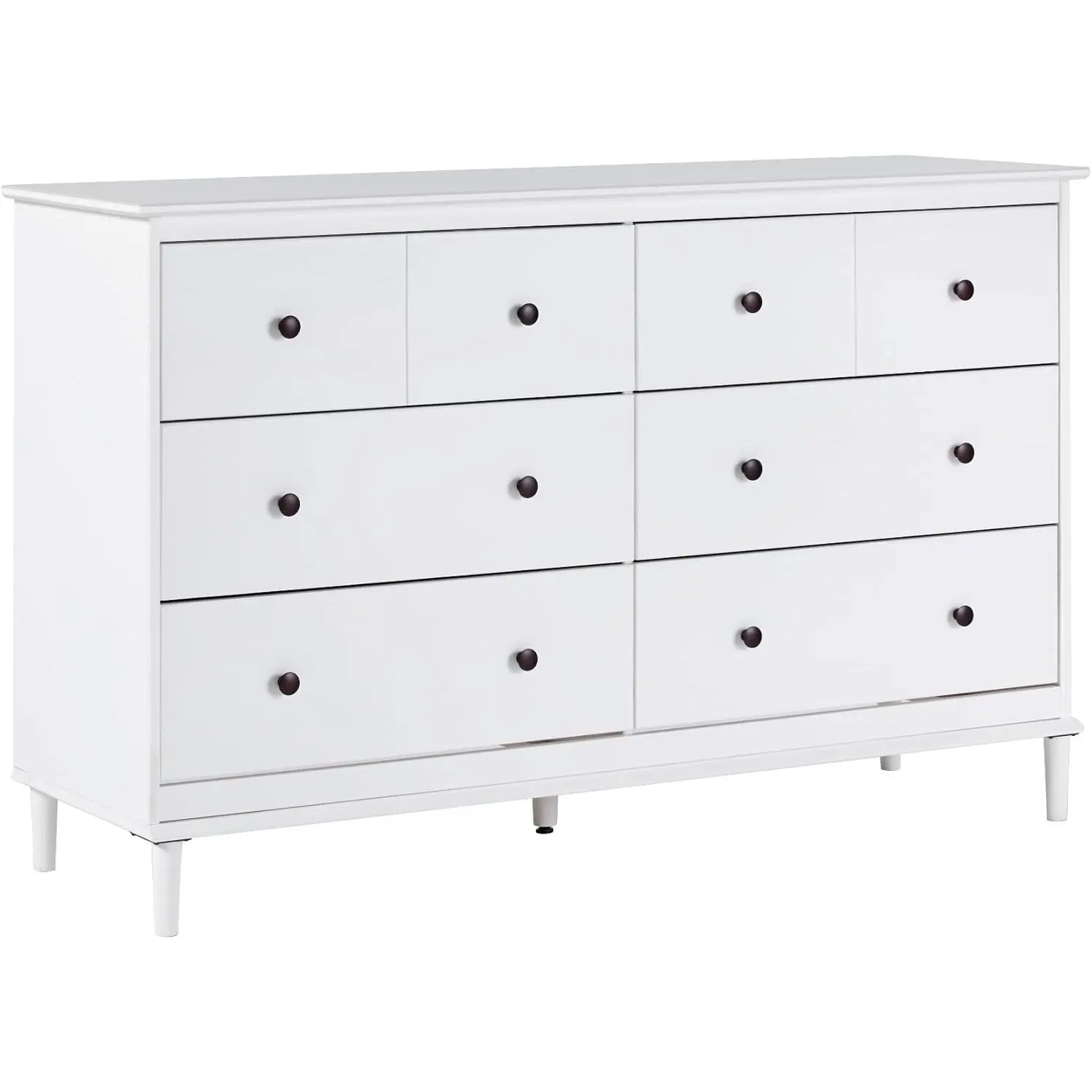 57 In Stained Solid Pine Wood 6-Drawer Dresser - Contemporary Cabinet Bedroom Furniture with Easy Setup Indoor Storage for Bedroom, With Drawers, Assembly Required
