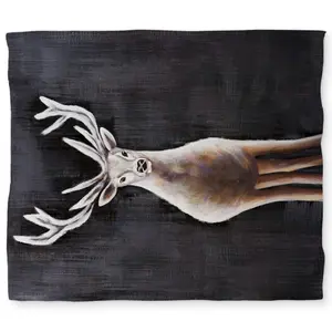 360 Stand King Size Duvet Cover - Lonely Deer Print Animal Motif, Breathable Microfiber Fabric, Contemporary White Decorative Bedding for Home Use, Comfortable Duvet Covers