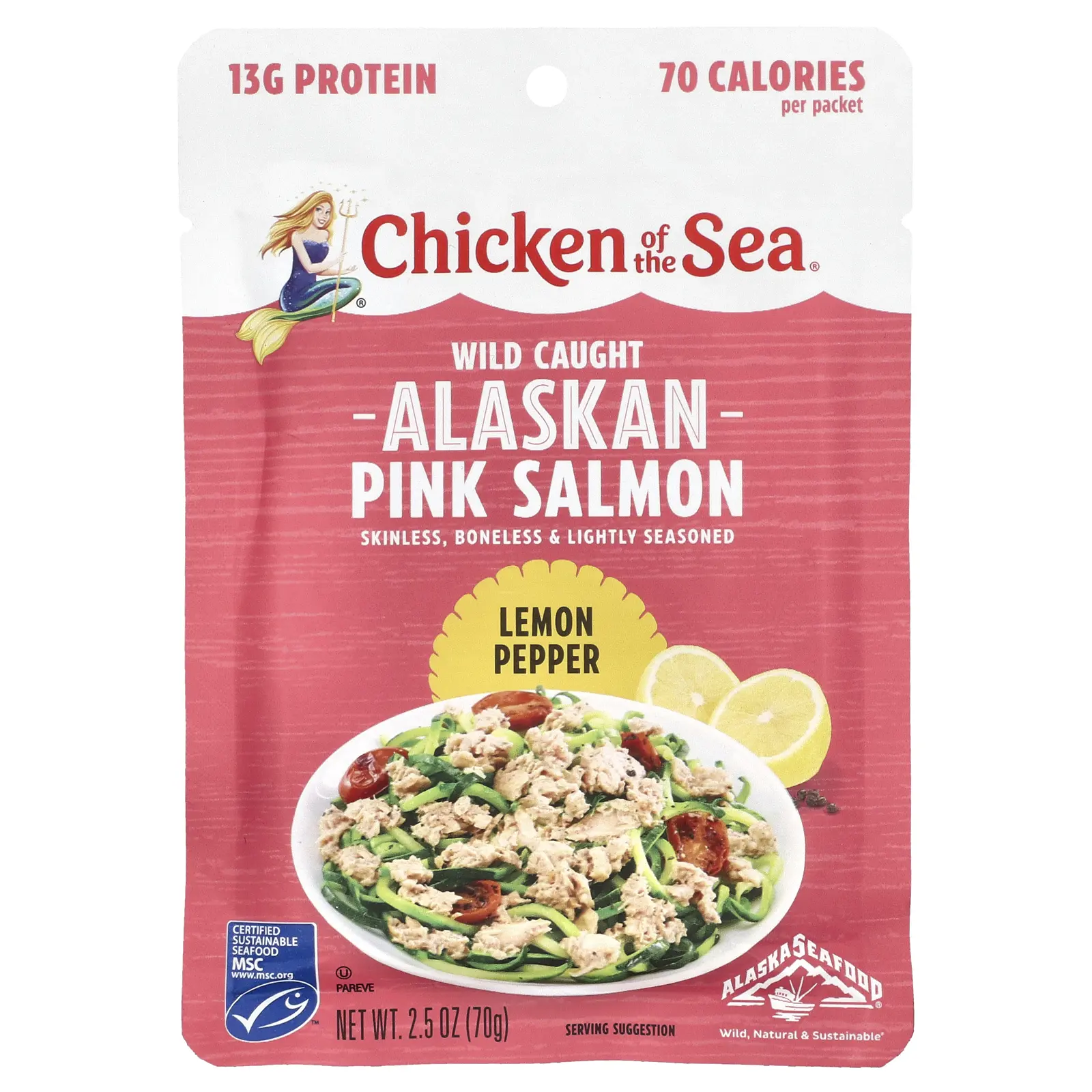 Chicken of the Sea Wild Caught Alaskan Pink Salmon, Lemon Pepper, 2.5 oz (70 g)