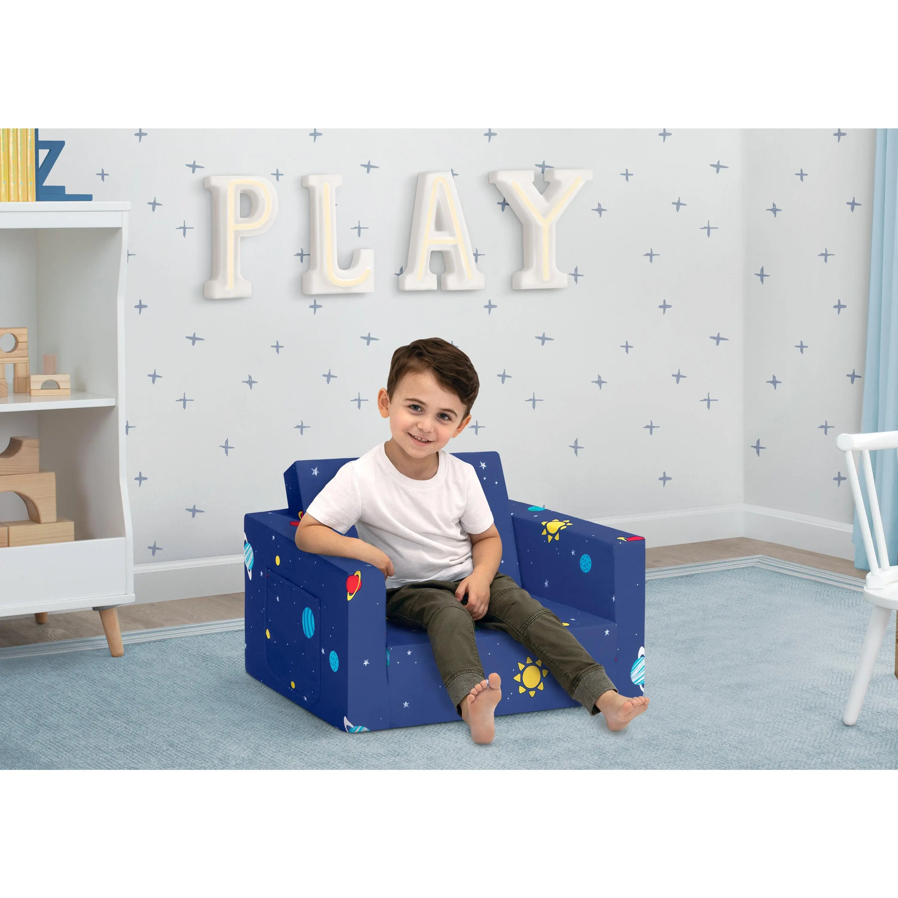 Spaceship Cozee Flip Out Chair - 2-in-1 Convertible Chair to Lounger for Kids