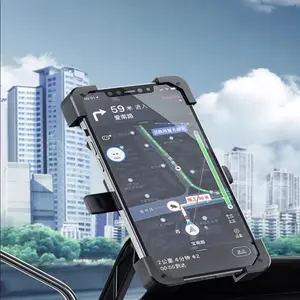 360-Degree Rotatable Mobile Phone Holder for Motorcycles, Shockproof Design, Adjustable for 4.8-6.8 Inch Smartphones