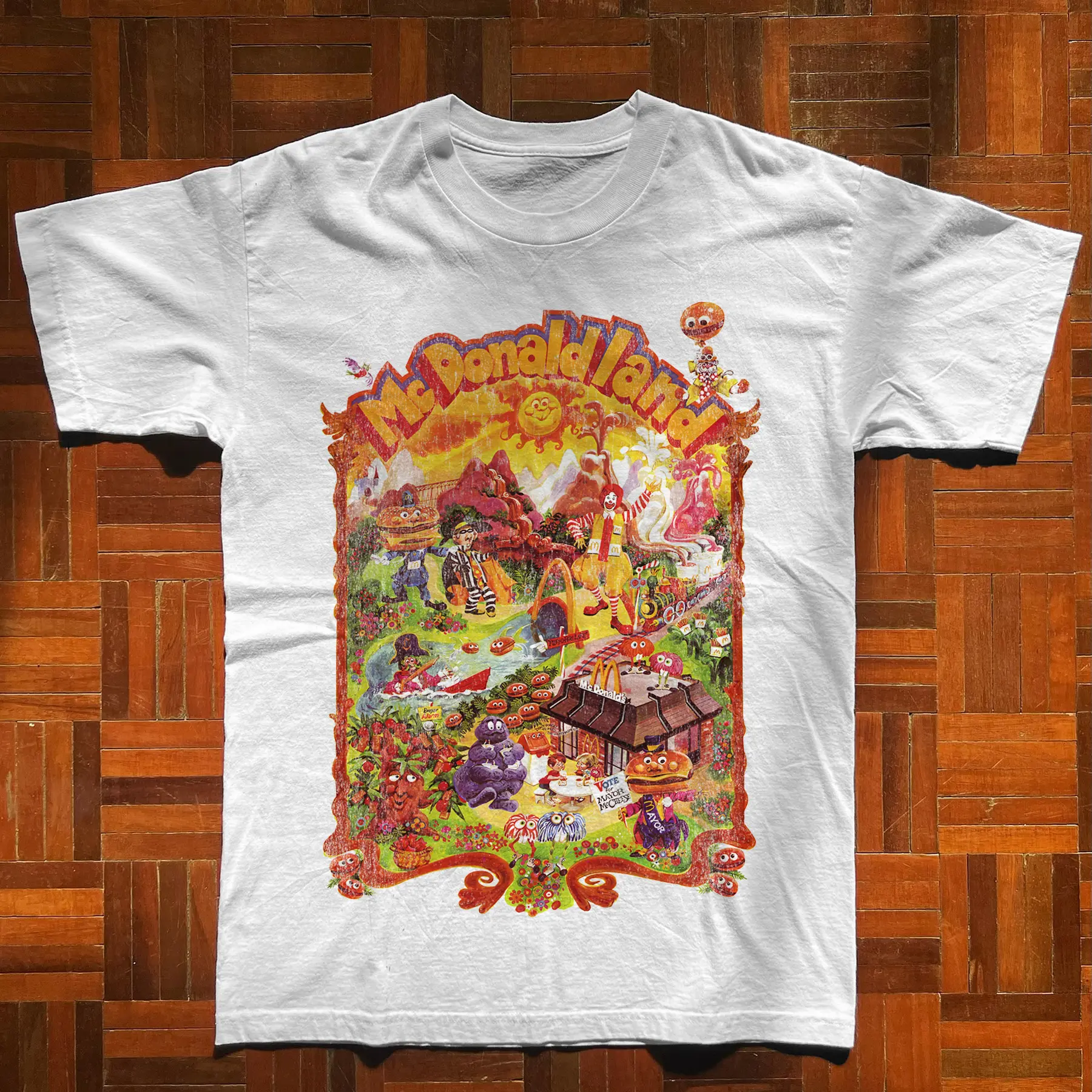 1980S 'Mcdonaldland' Vintage Washed White T-Shirt - TikTok Shop