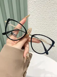 Korean Fashion Tr Metal Cat Eye Glasses, Fashion Eyeglasses, Protect Your Eyes When Using Phones Tvs Computers, Stylish Eyewear for Daily Use