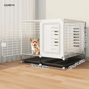 Dog Cage for Small Medium Dogs with Toilet Separation, Indoor Thickened Villa for Bichon Pomeranian Teddy Corgi, Home Cat Cage, Wire Metal Kennel