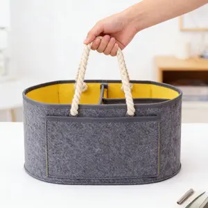 Felt Storage Bag Multi-Compartment Hand-Held Basket, Portable Organizer, Durable Felt Material, Ideal for Organizing Essentials & Accessories