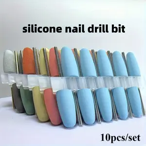 Professional 10pcs Nail Drill Bits Pack Silicone Grinding Head Efficient Nail Art Electric Grinder For Manicure Artist Smooth Polishing Durable Nail Tools Nail Art Kit