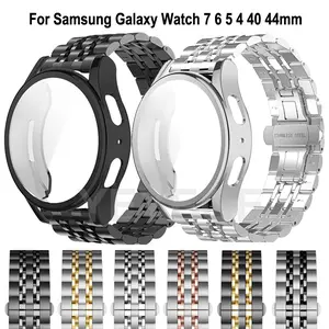 Case+Stainless Steel Strap For Samsung Galaxy Watch 7 40mm 44mm Bracelet+Case Protector For Galaxy Watch 6 5 4 40 44mm+Smart Watch Accessories