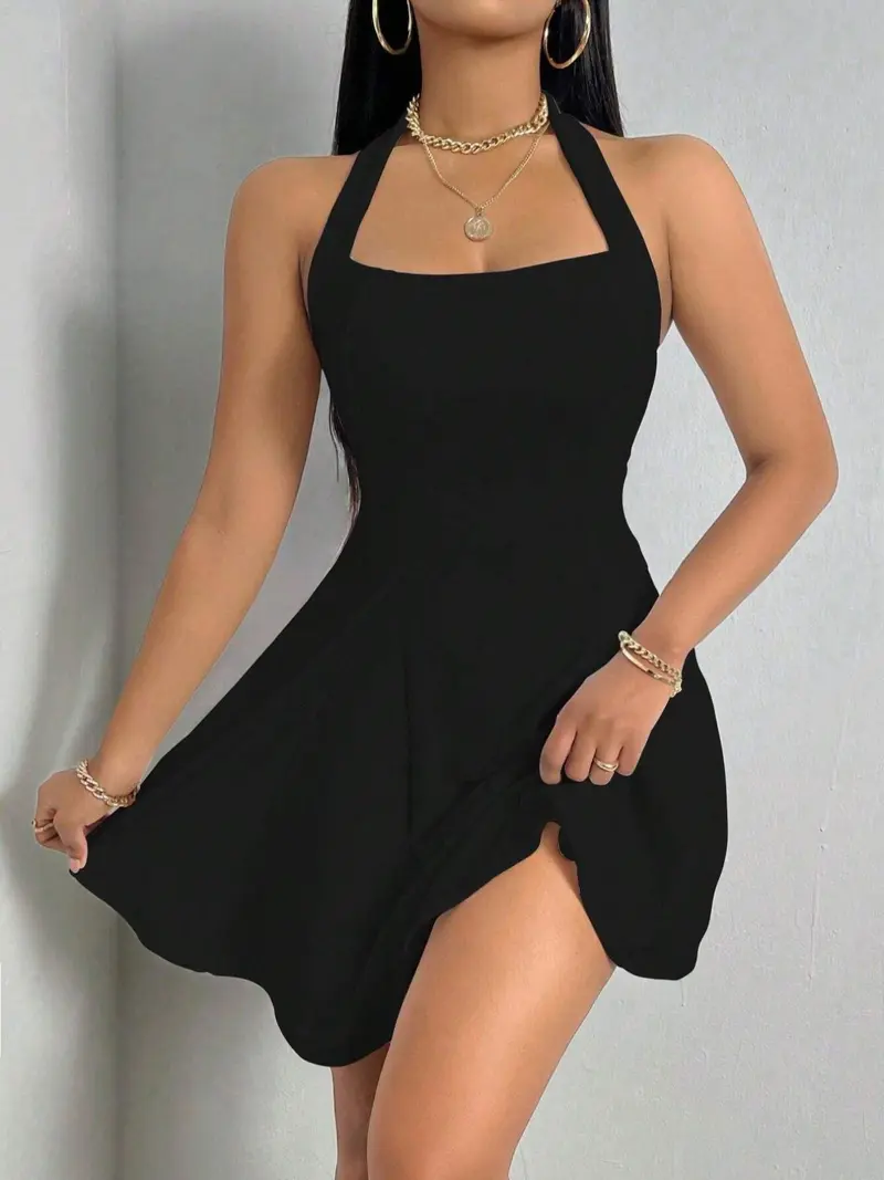 black halter neck dress short - TikTok Shop black halter neck dress short - TikTok Shop