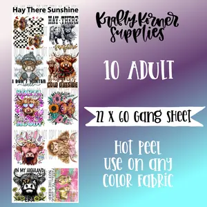 Hay There Sunshine DTF Transfer Gang Sheet, 22 x 60