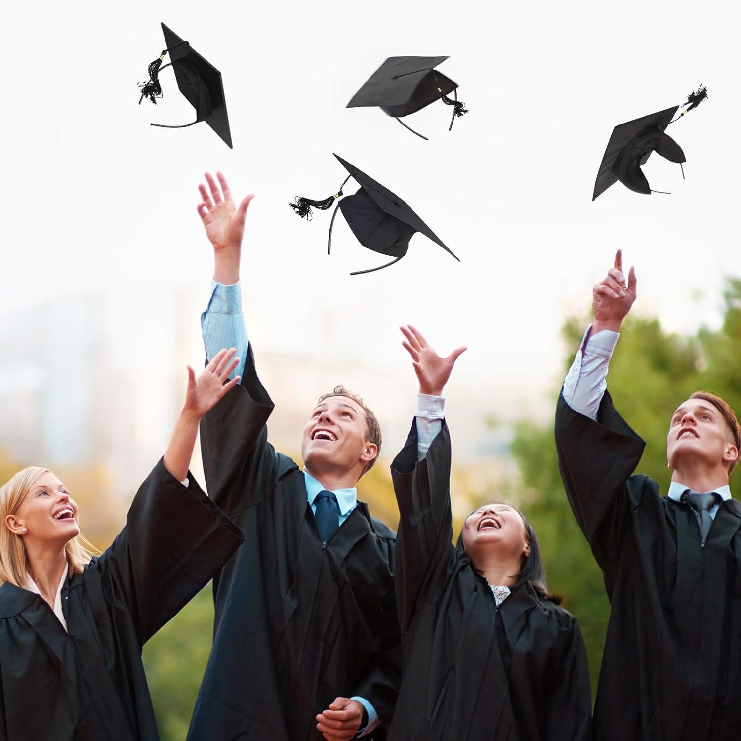 Graduation Cap Headband, Invisible Anti-Fall Grad Cap Holder Insert for Secure Fit, Clear Non-Slip Graduation Hat Accessories for All Hairstyles & Thick Curly Hair, Ideal Graduation Gift for Her/Students