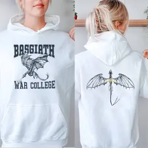 Basgiath War College Hoodie, Fourth Wing Shirt, Rebecca Yarros merch, Dragon Rider, Violet Sorrengail, Xaden Riorson, Bookish, Casual Long Sleeve Pocket Pullover