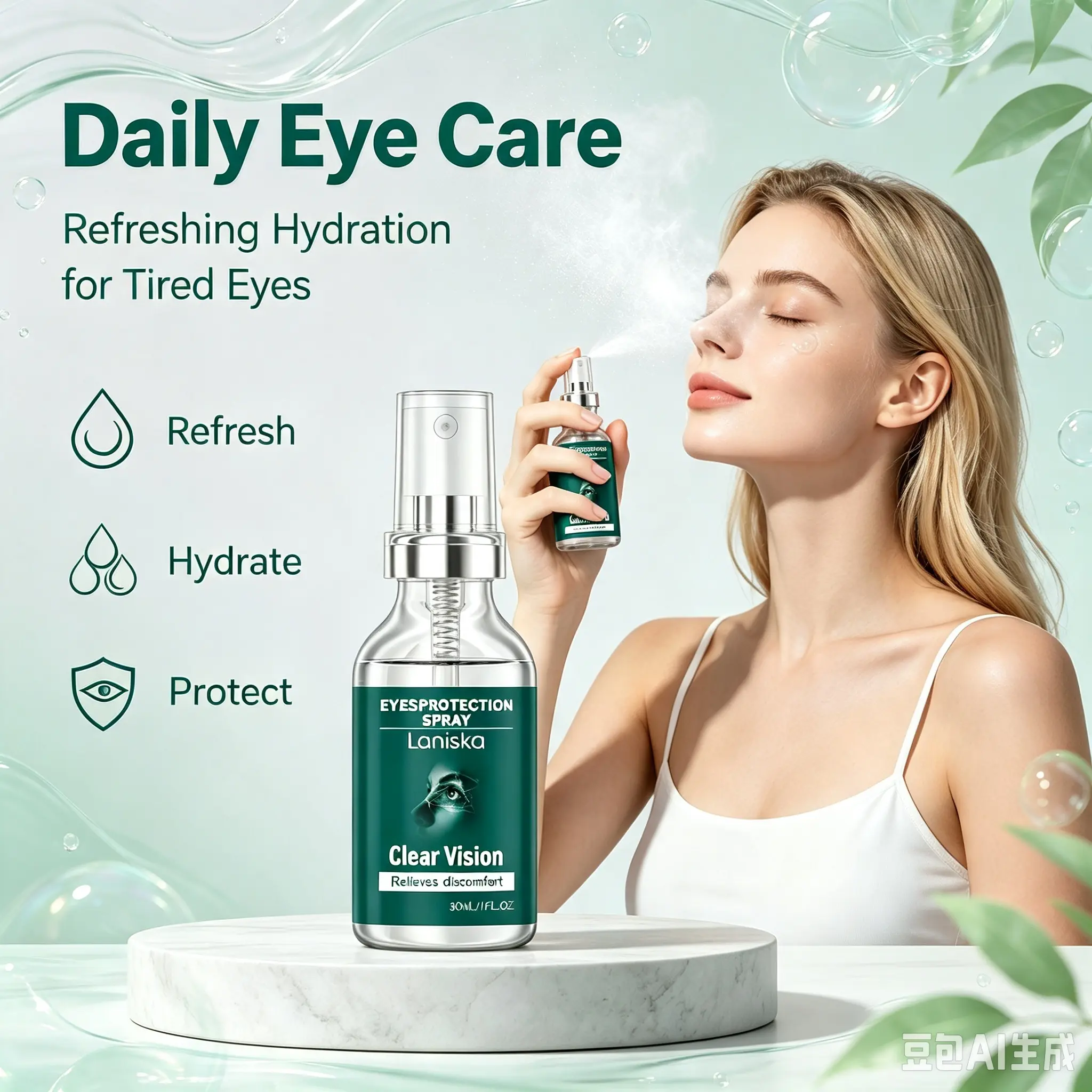 Eye Protection Spray 30ml, Lutein Eye Spray with Calendula, Lutein & Vitamin E, Gentle Refreshing Hydrating Eye Mist, Daily Eye Comfort Care Spray, Helps Relieve Eye Discomfort, Safe For Contact Lens Wearers, Portable Soothing Eye Care For Office & Travel