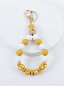 Elegant Macaron Color Beaded Keychain with Letter Mama Design, Perfect Gift for Mom, Thanksgiving Present Idea