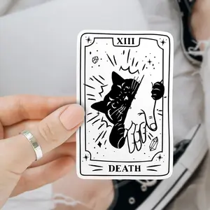 Tarot Card Black Cat Cat Lover 3 inches Sticker, Waterproof Sticker for Laptop Water Bottle Book