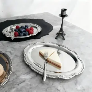 Regency Embossed Silver Serving Tray — Vintage Dessert & Jewelry Display Platter