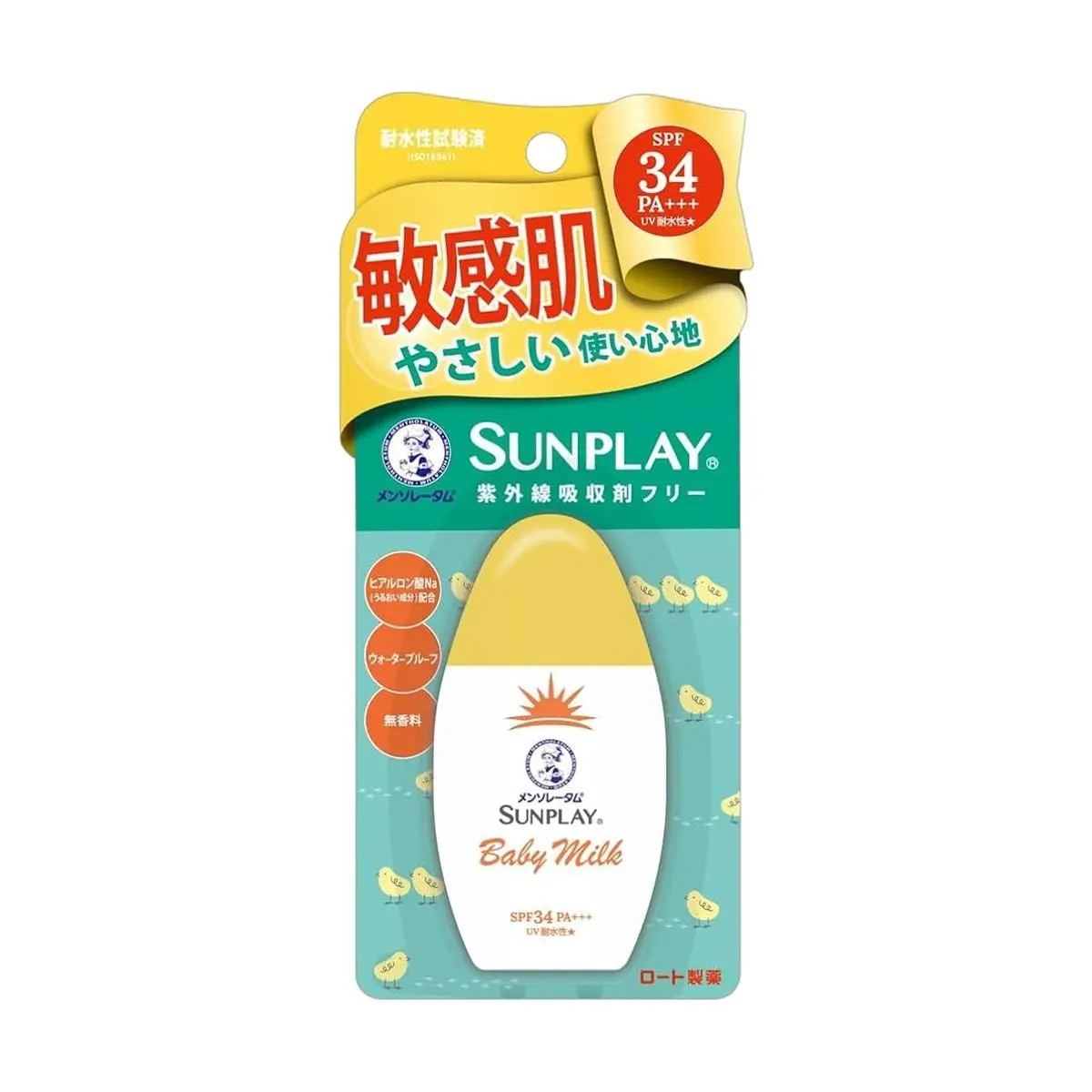ROHTO Sunplay Gentle SPF34 PA+++ Sunscreen for Sensitive Skin - 30g Face & Body, Sweatproof, Waterproof, Daily Use