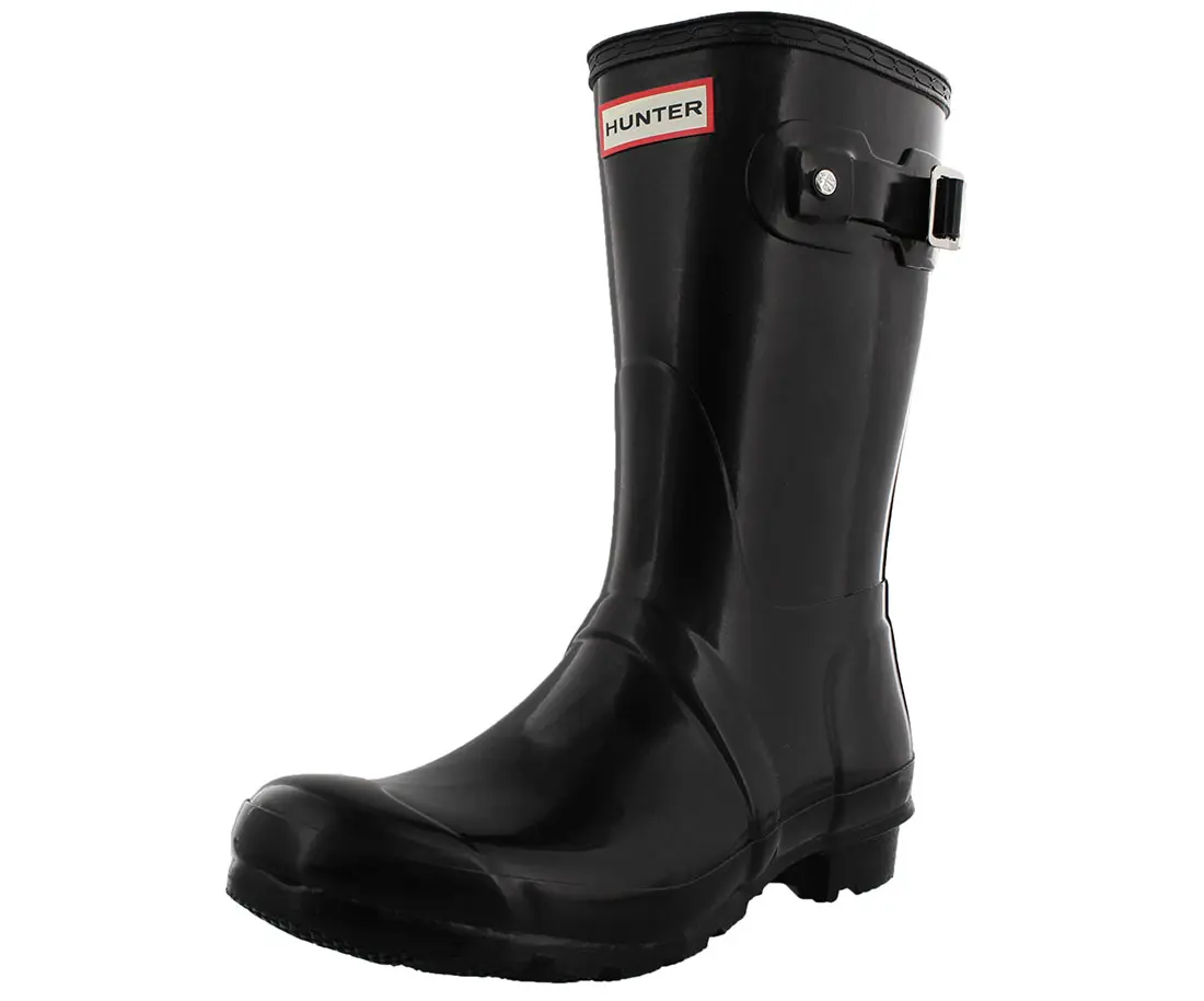 Hunter Women's Original Short Gloss Rain Boots - Waterproof Pull-On Rubber Footwear for Outdoor and Wet Weather